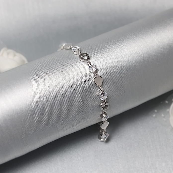 Sterling Silver Heartlock Bracelet, Adjustable