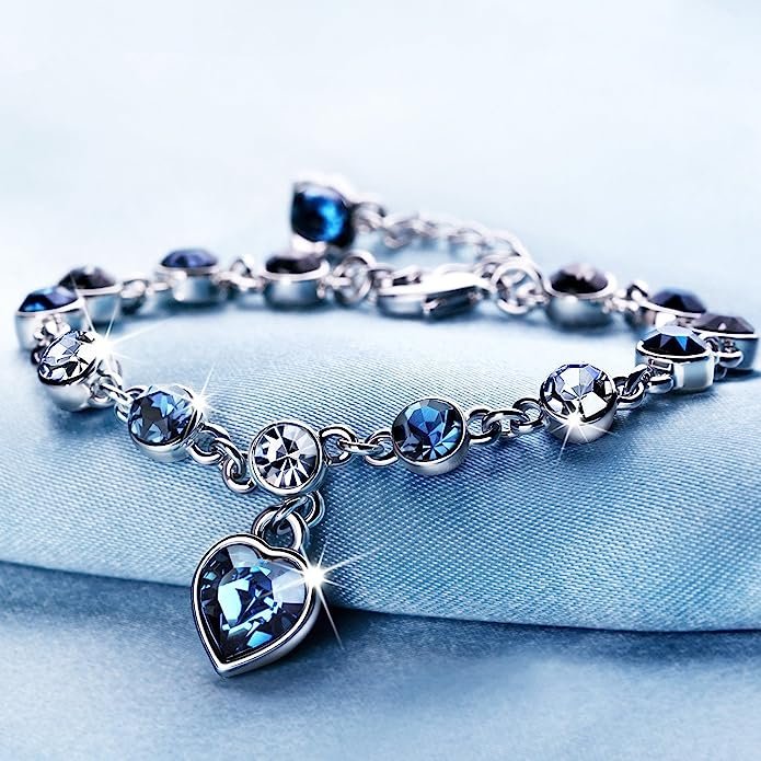 Royal Blue Crystal CZ Silver Plated Stylish Bracelet