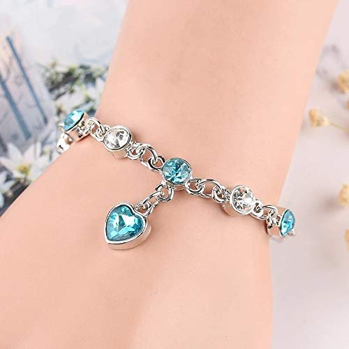 Royal Blue Crystal CZ Silver Plated Stylish Bracelet - Image 2