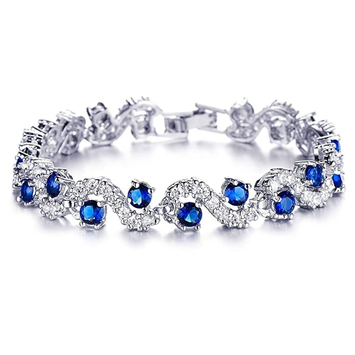 Rhodium Plated Antique Blue charm Bracelet