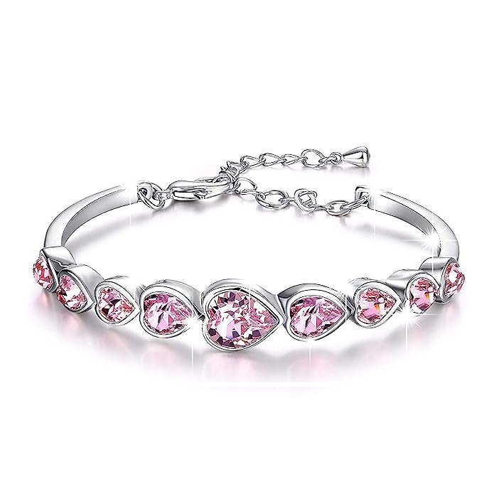 Pink Stylish Gifts Silver Plated Platinum Plated Austrian Crystal Charm Bracelet