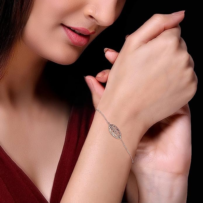 Sterling Silver Silver Tranquil Leaf Bracelet, Adjustable - Image 2