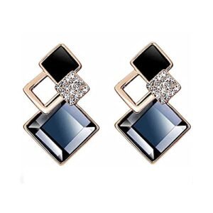 Copper Italian Designer Collection Drop Earrings for Women (Blue)