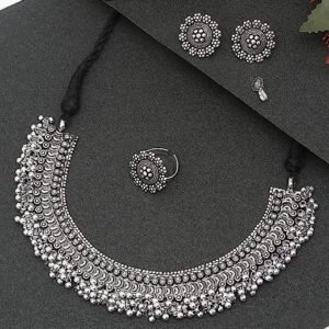 Oxidised Silver Traditional Necklace