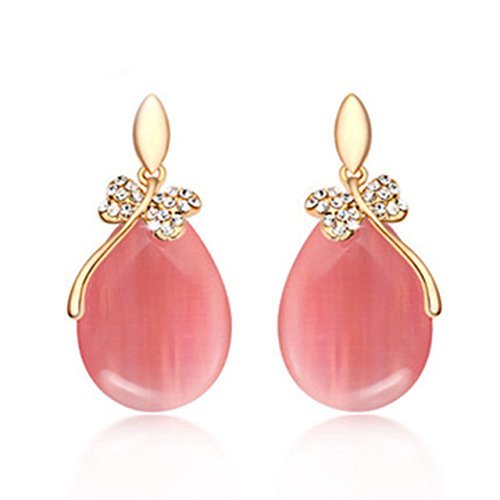 Latest Austrian Crystal Earrings For Women & Girls (Pink)